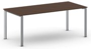 Stół konferencyjny do biura PRIMO INFINITY, 200x90 cm, szaro-srebrna podstawa, orzech