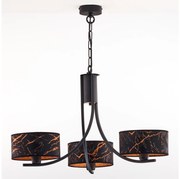 Jupiter 2106- Żyrandol na łańcuchu ARTHUR 3xE27/15W/230V czarny/pomarańczowy/dekor marmuru