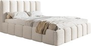 Łóżko dwuosobowe 160x200 Palermo - pojemnik i stelaż, tkanina boucle, kremowy (Anthology 1)