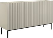 Komoda Nicole 150 cm trzydrzwiowa z ryflowanym frontem - kaszmir / czarne nóżki