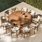 Zestaw Z Okrągłym Stołem Ø180 Cm Z Drewna Akacjowego Ginara I 10 Krzeseł Ogrodowych Z Drewna Akacjowego Elmina Akacja Brąz - Sklum