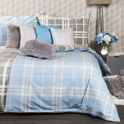 4Home Pościel flanelowa Niebieska kratka, 140 x 220 cm, 70 x 90 cm