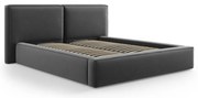 Ciemnoszare aksamitne tapicerowane łóżko dwuosobowe ze schowkiem i stelażem 180x200 cm Arendal – Cosmopolitan Design