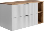 Szafka pod umywalkę, Biały / Dąb Craft + czarny uchwyt, 100 x 57 x 46 cm + Blat