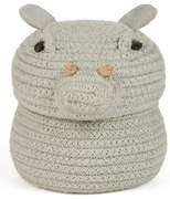 Jasnoszary tekstylny dziecięcy kosz na zabawki ø 15x15 cm Mini Henry the Hippo – Lorena Canals