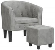 Jasnoszary tapicerowany welurem fotel wypoczynkowy H1-B21