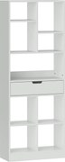 HOMCOM Półka na Książki, Regał Wielofunkcyjny, 9 Półek, Szufalda, Zabezpieczenie Przed Przewróceniem, 60 x 26 x 158 cm, Biały