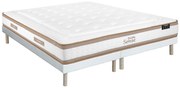 Zestaw 180 x 200 cm: tapicerowany stelaż + materac hybrydowy ze sprężynami kieszeniowymi 7 stref i pianką z pamięcią kształtu, grubość 28 cm – MEYANI od YSMÉE
