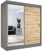 Szafa przesuwna 180 cm antracyt + dąb artisan D7-P07