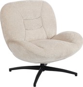 HOMCOM Obrotowy fotel tapicerowany, fotel akcentowy z wypełnieniem z waty PP, obicie z tkaniny, stalowa baza, kremowo-biały