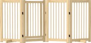 Bramka zabezpieczająca dla psów PawHut, wolnostojąca, składana, z drzwiami i nóżkami, rama z drewna, 220x36x91cm