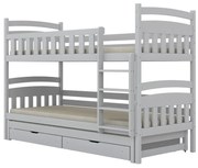 Łóżko piętrowe JULITA 160x80 białe drewniane trzyosobowe z szufladami KOCOT KIDS