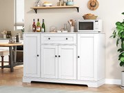 Nowoczesny kredens 138×40×85 cm - z 2 drzwiami i 1 szufladą - 2 drzwi z półkami - biały