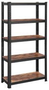 Regał DUSTY, 5 półek, max 650kg, czarna/brązowa Jurhan