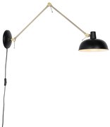 Retro Lampa ścienna czarna z brązem - Milou Retro Oswietlenie wewnetrzne