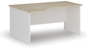 Narożne biurko PRIMO WHITE, 160x120 cm, lewe, biały/dąb naturalny