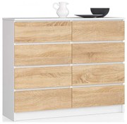 Skandynawska komoda do salonu biała + dąb sonoma C2-T90