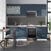 Szafki kuchenne ciemnoniebieski wysoki połysk/biały 240x46x81.6 fame-line