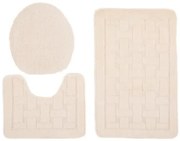 Kremowy zestaw chodników do łazienki w elegancką kratę Grafit Połysk S4-A86