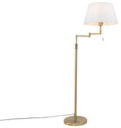 Lampa stojąca brązowa z białym kloszem i regulowanym ramieniem - Ladas Deluxe Nowoczesny Oswietlenie wewnetrzne