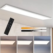 NETTLIFE biała lampa sufitowa LED z możliwością ściemniania Panel 120x30CM z pilotem 48W nowoczesna lampka nocna lampa do sypialni do salonu biuro kuchnia
