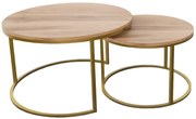 Stoliki Kawowe 2W1 Do Salonu Dąb Wotan + Złoty G5-M00