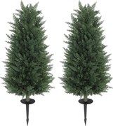 HOMCOM Zestaw 2 sztuk Sztucznych Roślin, Cyprysów z 831 Liśćmi, Wielofunkcyjne, Zielony