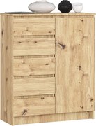 Komoda AKORD K80 Dąb Artisan 80 cm 1 drzwi 5 szuflad kolor Dąb Artisan mat 3 półki 80x35x97 cm