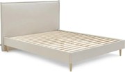 Beżowe tapicerowane łóżko dwuosobowe ze stelażem 160x200 cm Sary – Bobochic Paris