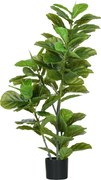 HOMCOM Sztuczna roślina Ficus, 110 cm wysokości z 90 liśćmi &amp; donicą do salonu | Aosom PL
