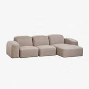 Bastian 3-częściowa Sofa Modułowa Z Leżanką Po Prawej Stronie Tkanina Mokka Brąz Bouclé - Sklum