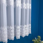 Firana haftowana Mia markizeta biała z dwoma pasami haftu wys. 180 cm