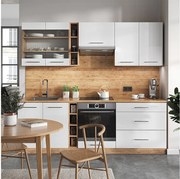 Aneks kuchenny biały wysoki połysk/złoty dąb power 235x46x81.6 fame-line