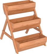 Outsunny Pionowa grządka z 3 poziomami z drewna Skrzynka na rośliny z 3 skrzynkami drenażowymi Brązowa | Aosom PL