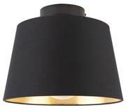 Lampa sufitowa z abażurem z bawełny czarna ze złotem 25 cm - Combi Black klasyczny/Antyczny Oswietlenie wewnetrzne
