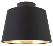 Lampa sufitowa z bawełnianym kloszem czarny ze złotem 25 cm - Combi czarny klasyczny/Antyczny Oswietlenie wewnetrzne