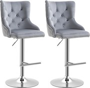 HOMCOM Zestaw 2 taboretów barowych regulowana wysokość obrotowe siedzisko stylowe i wygodne szare | Aosom PL