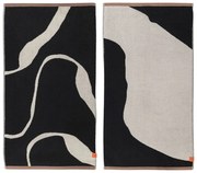 Czarno-białe ręczniki z bawełny organicznej zestaw 2 szt. 50x90 cm Nova Arte – Mette Ditmer Denmark