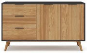 Czarno-naturalna niska komoda z drewna sosnowego 140x81 cm Lavis – Marckeric