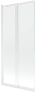 Mexen Fox parawan nawannowy 2-skrzydłowy przesuwny 85 x 150 cm, transparent, biały - 891-085-002-20-00