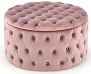 Różowa welwetowa pufa z pojemnikiem A4-A15