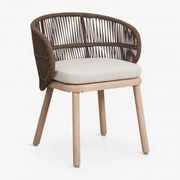 Krzesło Ogrodowe Z Drewna Akacjowego I Plecionego Sznurka Capri Chocolate - Sklum