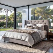 Łóżko tapicerowane MCW-N59,  szare