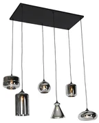 Czarna lampa wisząca w stylu art deco z przydymionym szkłem 6 świateł - Wallace ArtDeco Oswietlenie wewnetrzne