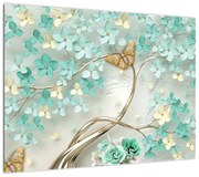 Obraz kwiata z motylami (70x50 cm)