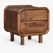 Prostokątny Stolik Nocny 50x45 Cm Z Drewna Mango Gina Ciemny Drewniany Uchwyt - Sklum