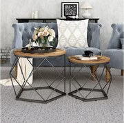 Zestaw stolików kawowych rustykalny dąb 50x40x50 fyrk