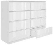 Komoda BASIC 8 szuflad – Biała połysk | 120x97x40 cm