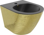 Mexen Lena bidet wiszący, czarny mat/złoty wzór łuski - 35224878