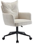 Krzesło biurowe - Sztruks - Kremowy i czarny - Regulowana wysokość - BATARU Pascala Morabito